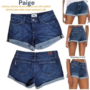Paige Women's Jimmy Jimmy short shorts rolled cuff denim jean dark wash 26
